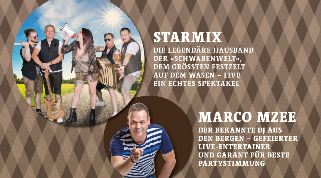 Line-Up 3. Liechtensteiner Wasen 2026: Starmix Liveband und DJ Marco Mzee